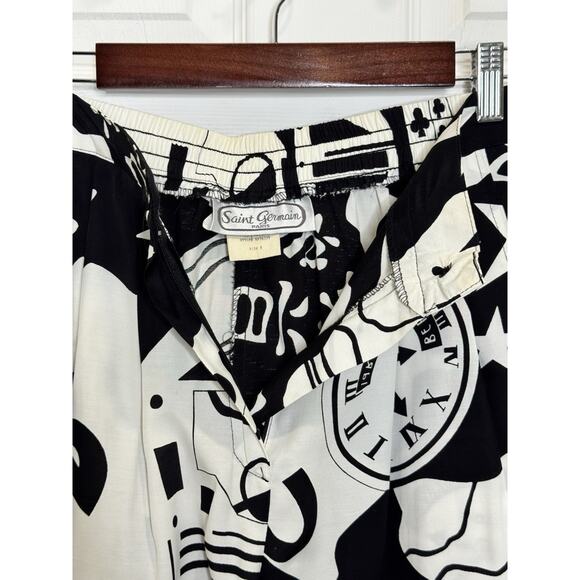 Saint Germain White Black Gambling Card Printed Bedazzled Blouse Short Set Small - Picture 12 of 15